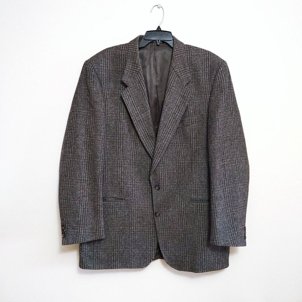 MCGREGOR Ascot Wool Brown Plaid Jacket Blazer Man Size 44 Tall Vintage